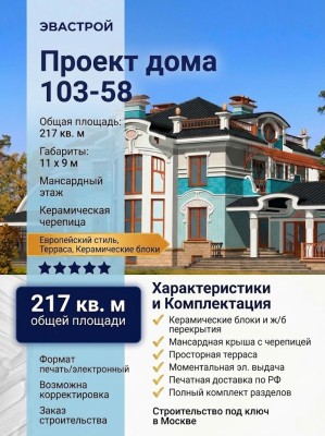 103-58  -  проект европейского двухэтажного дома с террасой до 250 кв м