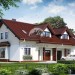 Проект квадратного двухэтажного коттеджа из пористого бетона в европейском стиле с одноместным гаражом и камином - VV-13
