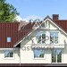 Проект узкого двухэтажного дома из керамоблоков с эркером и двухместным гаражом - SK-50