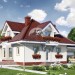 Проект узкого двухэтажного дома из керамоблоков с эркером и одноместным гаражом - SK-111