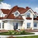 Проект узкого двухэтажного дома из керамоблоков с эркером и одноместным гаражом - SK-113
