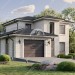 Проект узкого двухэтажного дома из газобетона с двухместным гаражом