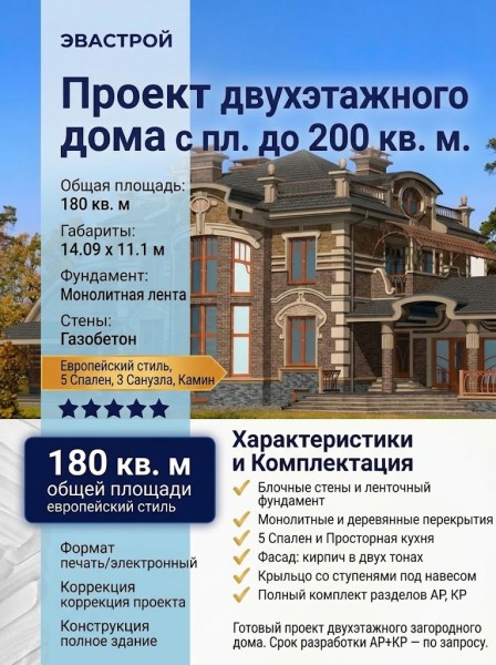 Проект двухэтажного дома с площадью до 200 кв м