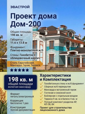 Проект двухэтажного дома с площадью до 200 кв м и мансардой