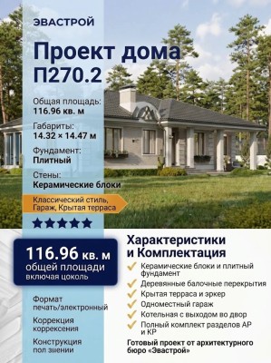 Проект квадратного одноэтажного дома с одноместным гаражом