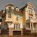 Проект четырехэтажного дома из кирпича в стиле барокко с цокольным этажом, двухместным гаражом и сауной, с площадью до 1300 кв м