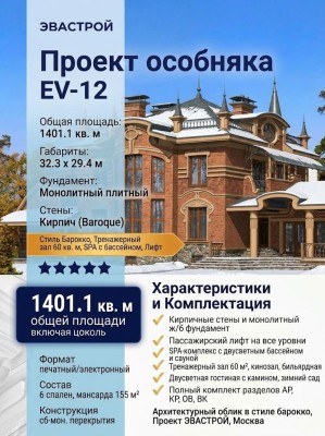 Проект четырехэтажного дома из кирпича с цокольным этажом и тренажёрным залом, с размерами 32 м на 29 м