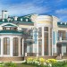 Проект узкого трехэтажного дома из поризованных блоков в стиле барокко с цокольным этажом и кабинетом , с площадью до 1300 кв м