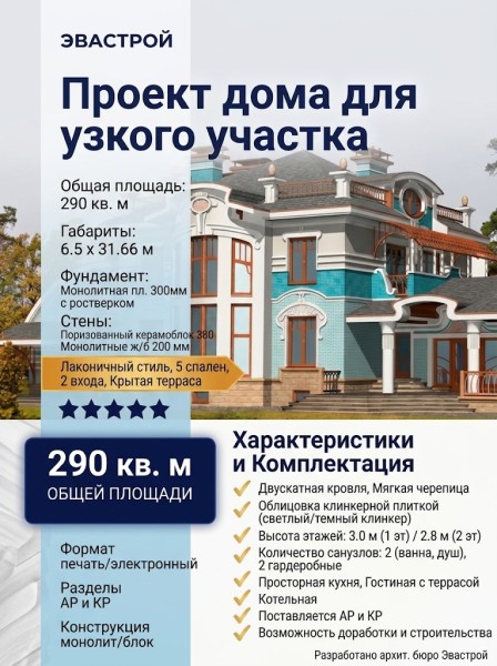 Проект дома для узкого участка