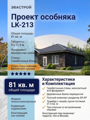 Проект жилого одноэтажного дома из газобетонных блоков