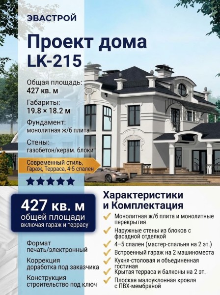 Проект двухэтажного дома в современном стиле с площадью до 450 кв м