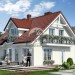 Проект квадратного двухэтажного дома из керамоблоков с эркером и террасой - LG-5