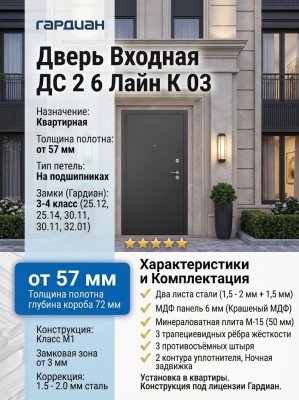Входная металлическая дверь ДС 2  6 Лайн К 03