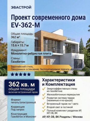 Проект двухэтажного дома с площадью до 400 кв м и одноместным гаражом