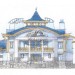 Проект квадратного четырехэтажного дома из кирпича в стиле барокко с цокольным этажом и погребом, с площадью до 1150 кв м