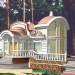 Проект узкого двухэтажного дома из кирпича в стиле барокко с цокольным этажом , погребом и двухместным гаражом