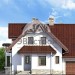 Проект квадратного двухэтажного дома из керамоблоков с одноместным гаражом и камином - LG-67