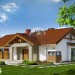 Проект узкого одноэтажного коттеджа из силикатных кирпичей с эркером и камином в европейском стиле - VV-5