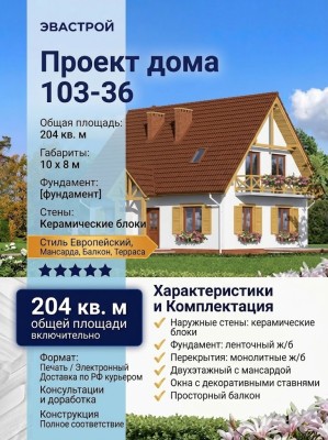 103-36  -  проект европейского двухэтажного дома 10 на 8 до 200 кв м