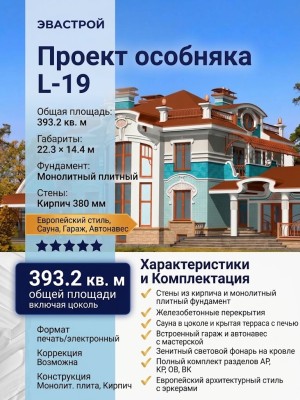 Проект трехэтажного дома из кирпича с сауной