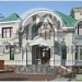 Проект узкого двухэтажного дома из кирпича в стиле барокко с цокольным этажом, сауной и двухместным гаражом