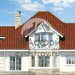 Проект квадратного жилого дома в европейском стиле из газобетона с мансардным этажом и одноместным гаражом с площадью до 250 кв м