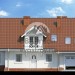 Проект узкого двухэтажного дома из керамоблоков с одноместным гаражом и эркером - LG-49